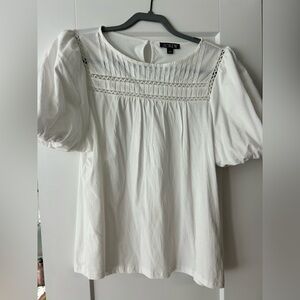 J. Crew White Puff Sleeved Tee
